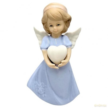 Figurka Aniołek porcelanowy niebieski 14cm [FIGURKA]
