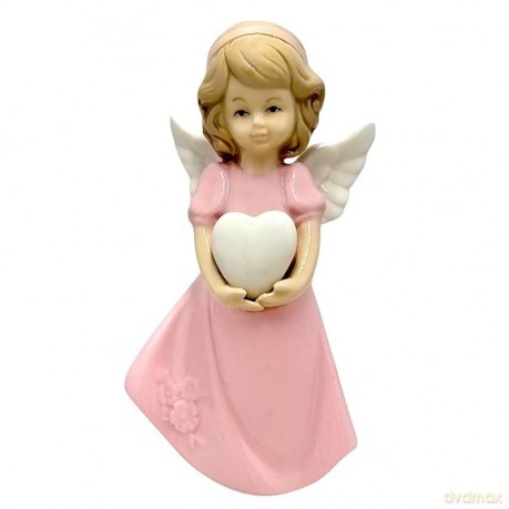 Figurka Aniołek porcelanowy różowy 14cm [FIGURKA]