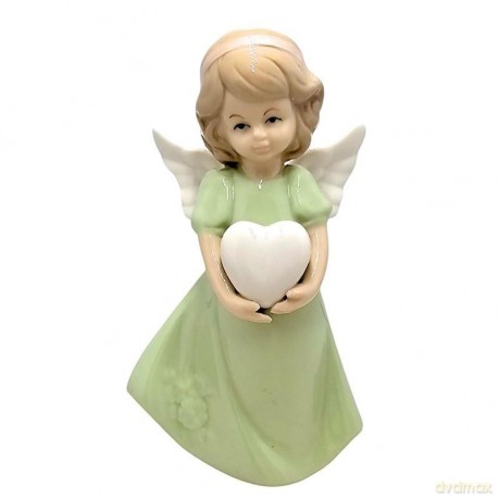 Figurka Aniołek porcelanowy zielony 14cm [FIGURKA]