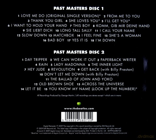 The Beatles: Past Masters vol.1+2 (Remastered) (ecopack) [2CD]