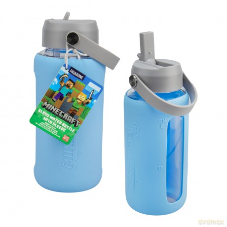 Paladone: Minecraft - Glass Water Bottle with Sleeve (PP16082MCF)