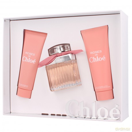 Chloe Love Roses de Chloe Zestaw - woda toaletowa 75 ml spray + balsam do ciała 75 ml + żel pod prysznic 75 ml [PERFUMY]+[2xKOSMETYKI]