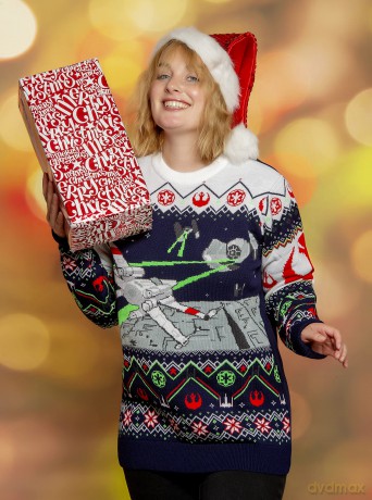 Star Wars Christmas Sweater X-Wing v TIE Fighter Size M