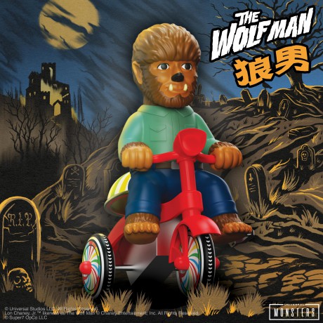 Universal Monsters Super Cycles Vehicle The Wolf Man (Brown w/ Red Trike)