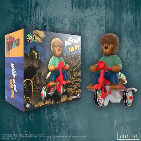 Universal Monsters Super Cycles Vehicle The Wolf Man (Brown w/ Red Trike)