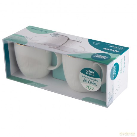 Alessia Złota Linia Zestaw 2 Kubków Nbc 280 Ml Gift Box Porcelana Kremowa