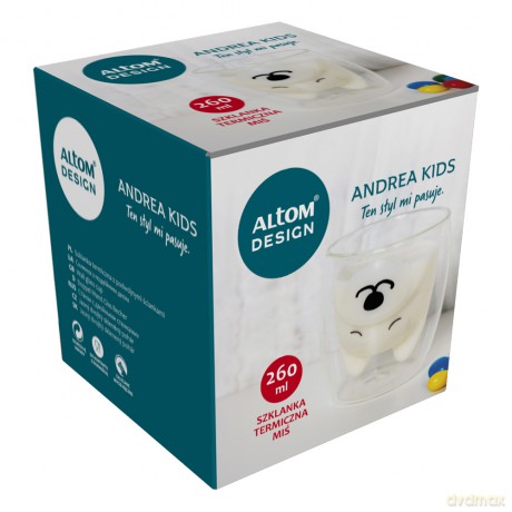 Andrea Kids Szklanka Termiczna 260ml Dek.Miś