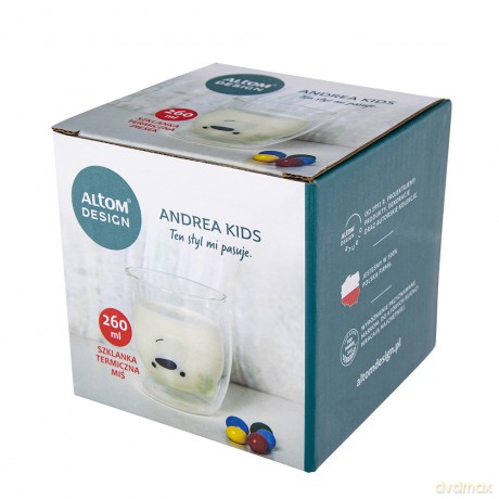 Andrea Kids Szklanka Termiczna 260ml Dek.Miś