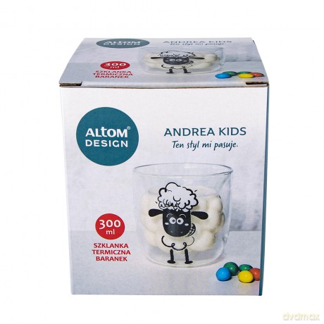 Andrea Kids Szklanka Termiczna 300ml Dek.Baranek