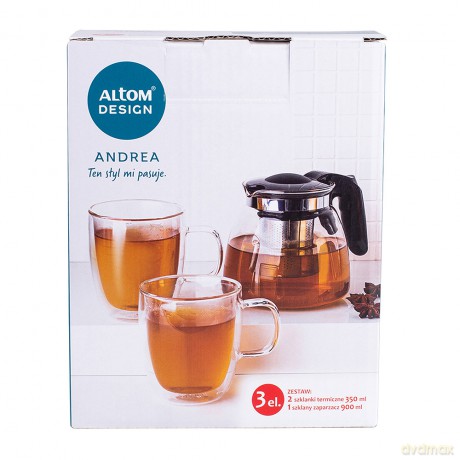 Andrea Zestaw Dzbanek 900 Ml + 2 X Kubek Termiczny 350 Ml