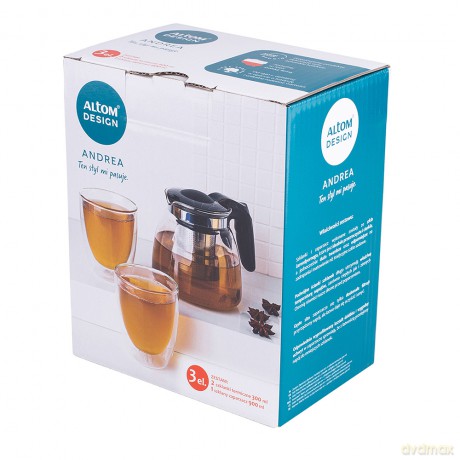 Andrea Zestaw Dzbanek 900 Ml + 2 X Szklanka Termiczna 300 Ml