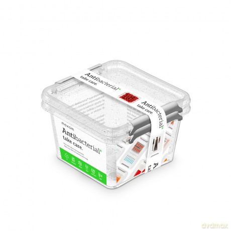 Antibacterial Komplet 2szt Pojemników Do Żywności Kwadratowych 1,15l (3029)
