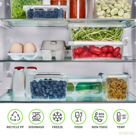 Antibacterial Komplet 3szt Pojemników Do Żywności Kwadratowych 0,85l (3020)