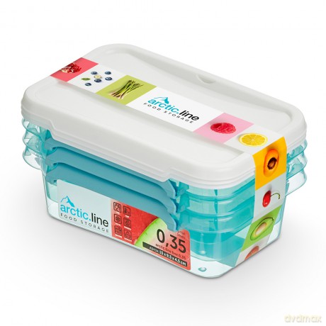 Arcticline Komplet 3 Pojemników Do Żywności Prostokątnych 0,35l 15x9,5x7,5cm (3833)
