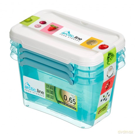 Arcticline Komplet 3 Pojemników Do Żywności Prostokątnych 0,65l 17x9,5x11cm (3835)