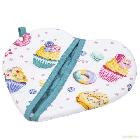 Babcine Słodkości Łapka Kuchenna Serduszko 19,5x22 cm 100% Bawełna