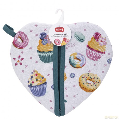 Babcine Słodkości Łapka Kuchenna Serduszko 19,5x22 cm 100% Bawełna