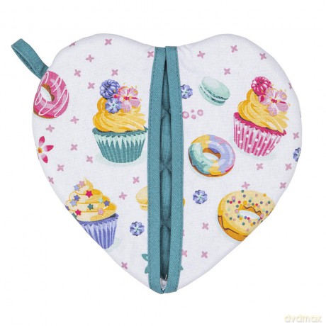 Babcine Słodkości Łapka Kuchenna Serduszko 19,5x22 cm 100% Bawełna