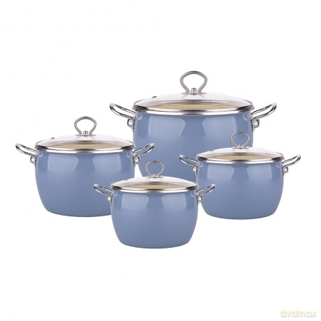 Balbina Komplet 8 El. Garnków Emaliowanych Soft Blue