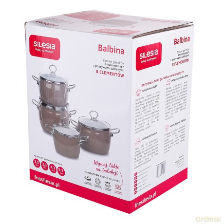 Balbina Komplet 8 El. Garnków Emaliowanych Soft Blue