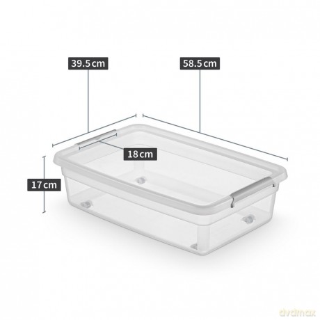 Basestore Pojemnik z Pok.I Klipsami Na Kółkach 58x39x16cm 29l (2712)
