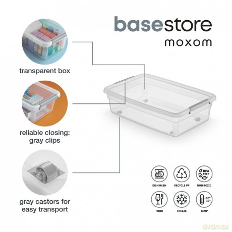 Basestore Pojemnik z Pok.I Klipsami Na Kółkach 58x39x16cm 29l (2712)