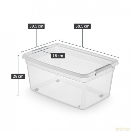 Basestore Pojemnik z Pok.I Klipsami Na Kółkach 58x39x25cm 40l (2722)