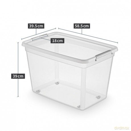 Basestore Pojemnik z Pok.I Klipsami Na Kółkach 58x39x35cm 60l (2732)