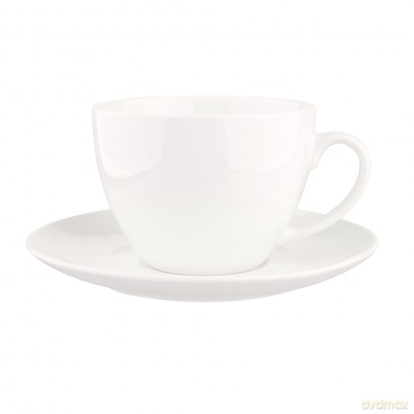 Bella Filiżanka 200ml/Spodek 15cm w Opasce Porcelana Kremowa