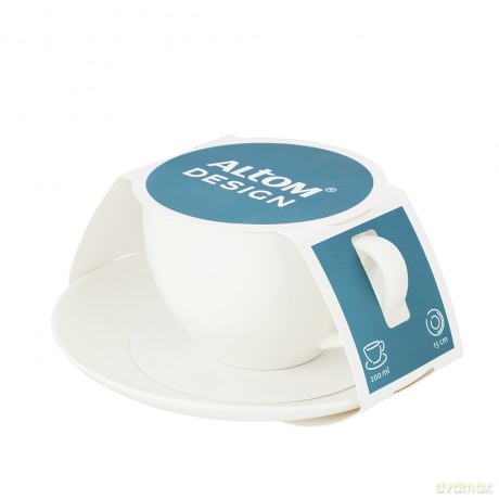 Bella Filiżanka 200ml/Spodek 15cm w Opasce Porcelana Kremowa