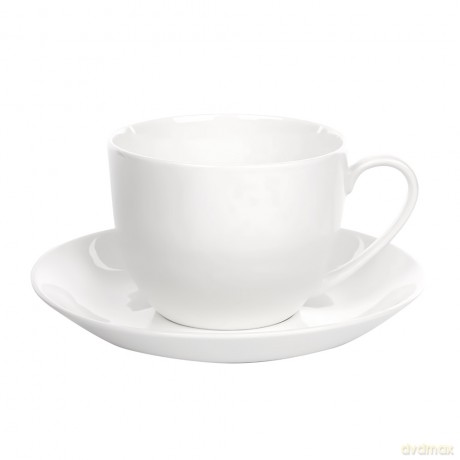 Bella Filiżanka 200ml/Spodek 15cm w Opasce Porcelana Kremowa