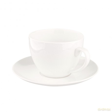 Bella Filiżanka 200ml/Spodek 15cm w Opasce Porcelana Kremowa