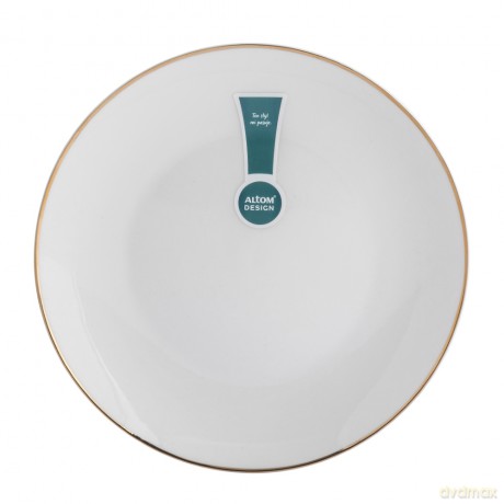 Bella Złota Linia Talerz Deserowy 20cm Porcelana Kremowa