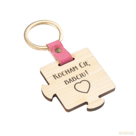 Brelok Drewniany z Grawerem 3,5x4 cm Dek. Dzień Babci