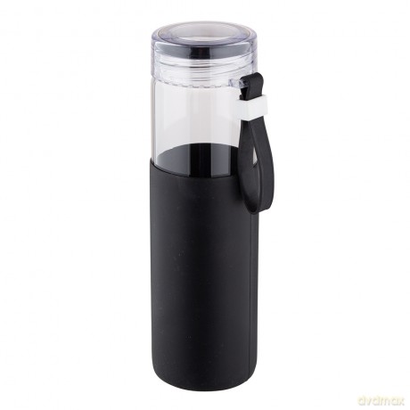 Butelka Szklana w Silikonowej Osłonie 500ml Czarna