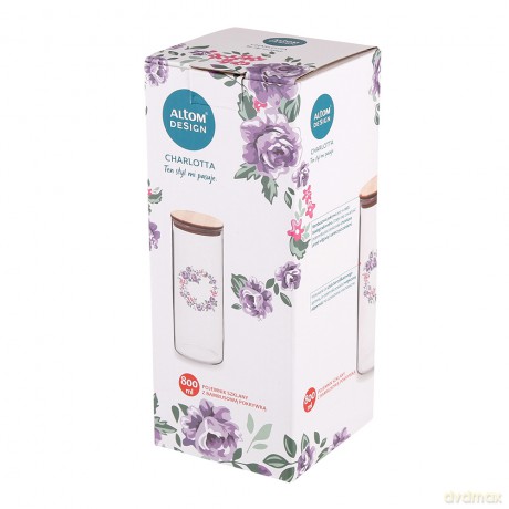 Charlotta Pojemnik Ze Szkła Borosilikatowego z Bambusową Pokrywką 800ml Dek.2 (Color Box)