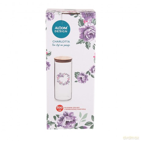 Charlotta Pojemnik Ze Szkła Borosilikatowego z Bambusową Pokrywką 800ml Dek.2 (Color Box)
