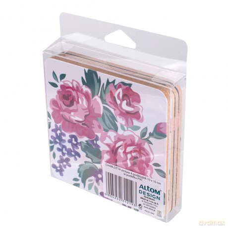 Charlotta Zestaw 4 Podkładek 10x10 cm w Pudełku Pvc