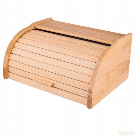 Chlebak Drewniany z Żaluzją Duży 39x29x18cm Jasne Drewno
