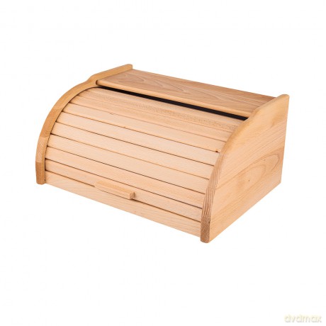 Chlebak Drewniany z Żaluzją Mały 32x25x15,5cm Jasne Drewno