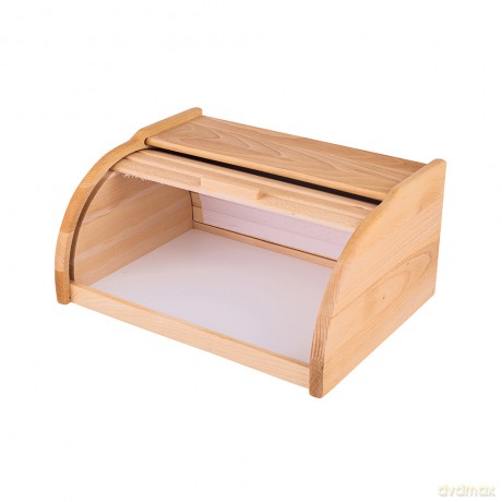 Chlebak Drewniany z Żaluzją Mały 32x25x15,5cm Jasne Drewno