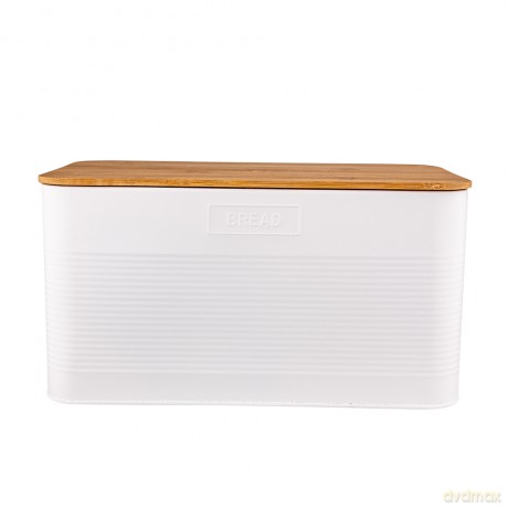 Chlebak Prostokątny z Pokrywą Bambusową 33,5x19x17 cm Loft Biały