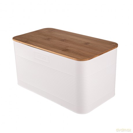 Chlebak Prostokątny z Pokrywą Bambusową 33,5x19x17 cm Loft Biały