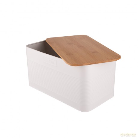 Chlebak Prostokątny z Pokrywą Bambusową 33,5x19x17 cm Loft Biały