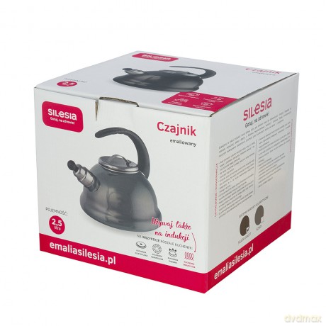 Czajnik Emaliowany Baryłka 2,5l Grafit Silver