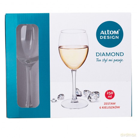 Diamond Kpl. 6 Kieliszków Wino Białe 250ml