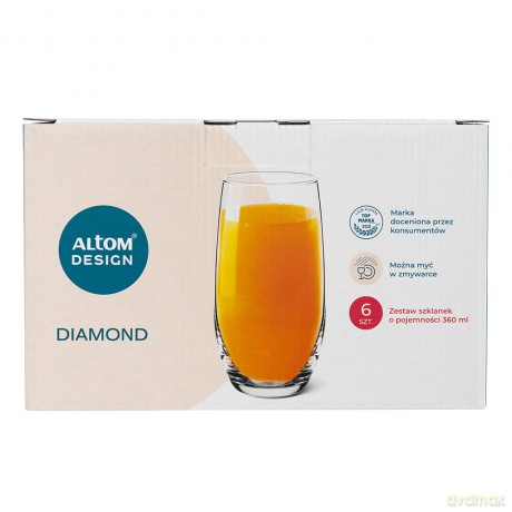 Diamond Kpl. 6 Szklanek Wysokich 360ml