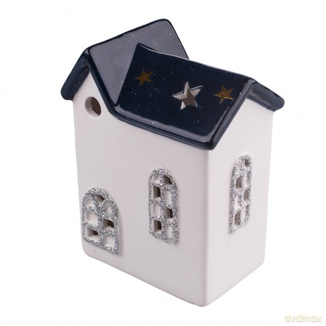 Domek Oświetlenie Led Granatowy Dach 10x6x12 cm