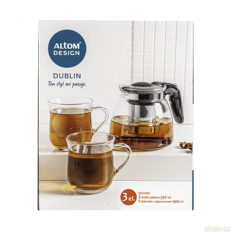 Dublin Zestaw Dzbanek Z Zaparzaczem 900ml + 2 X Kubek 330 Ml
