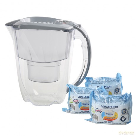 Dzbanek 2,8l Amethyst Ze Wsk. Wymiany Wkładów +3 Wkłady B100-25 Szary